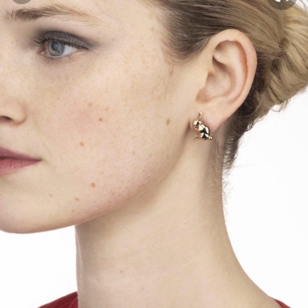 Alexis Bittar New Gold Hare Bunny Sculpted Woodland Animals Small Stud Earrings - Picture 4 of 16